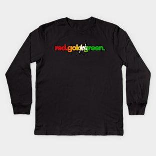 Minimal Red Gold and Green Rasta Colors Reggae Kids Long Sleeve T-Shirt